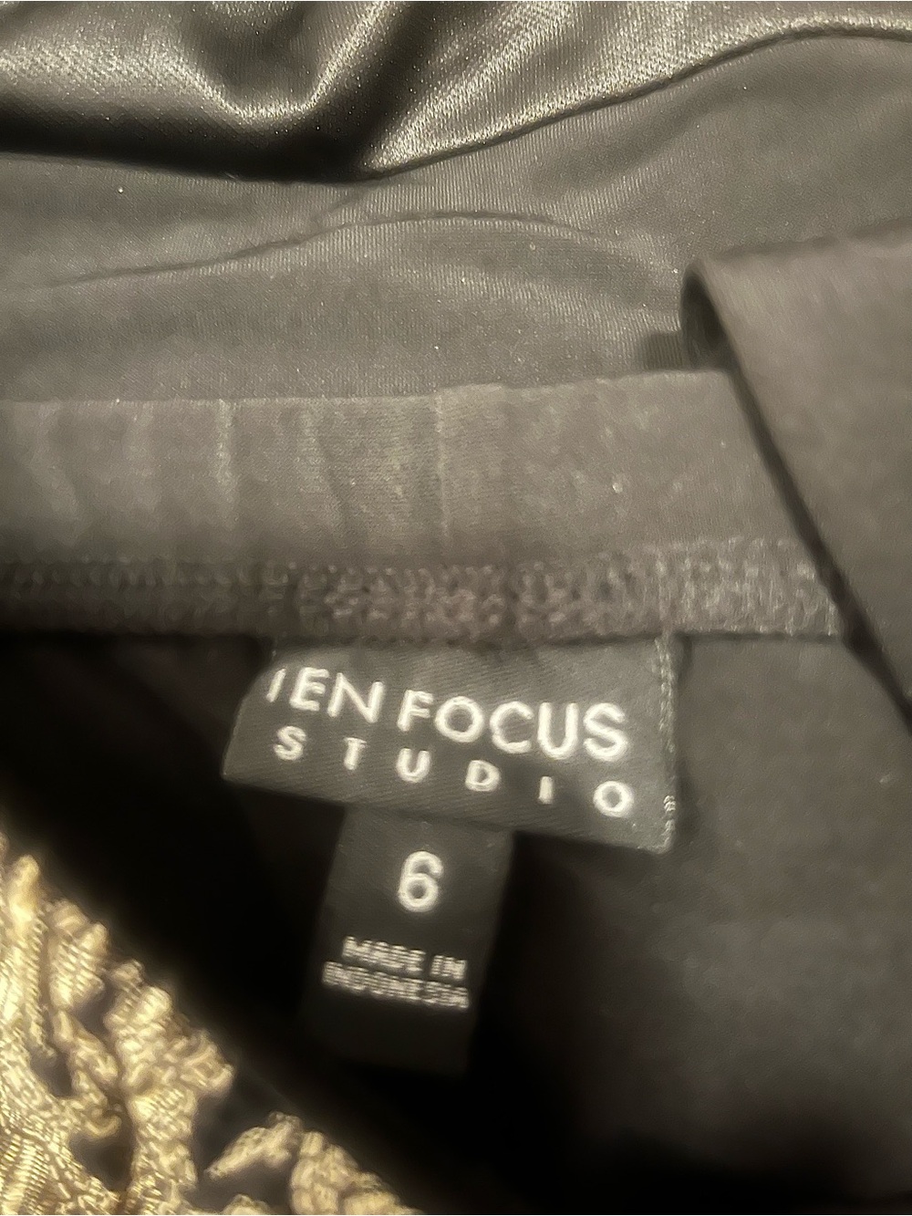 Enfocus Studio Black Mini Dress with Gold Lace Bodice - Picture 2 of 4